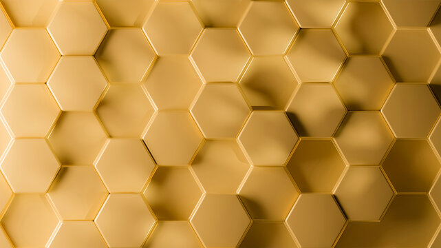 3D hexagon pattern background with Cheese color. 3d hexagon pattern with different depths. pattern 3d shape background