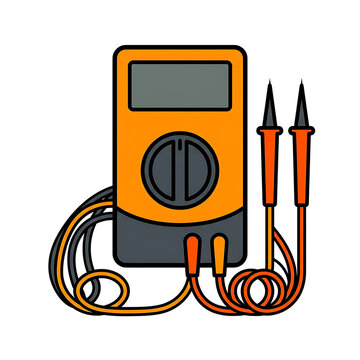 Digital Multimeter Device with Testing Probes for Electrical Voltage and Resistance Measurement Illustration