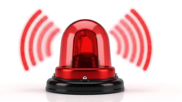 A red warning light is flashing with red waves of light emanating from it