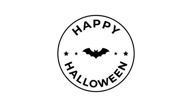 Happy halloween round stamp logo with bat