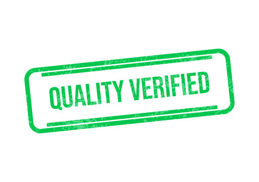 Green quality verified stamp with bold white text isolated on transparent background