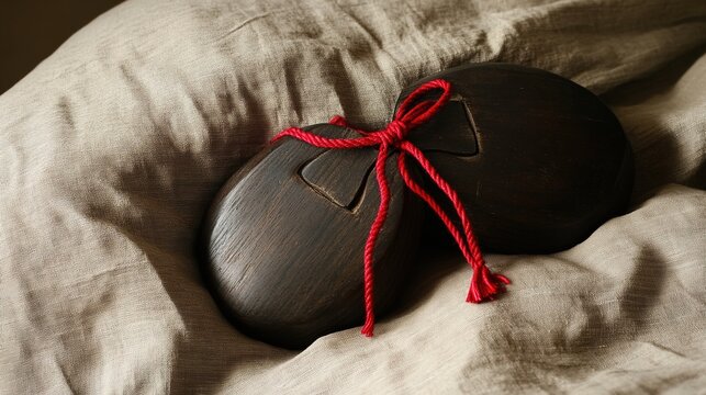 castanets. A pair of dark wooden castanets on the folds of a flamenco skirt. event programs, museum guides, designed for cultural heritage projects and event programs, preserves heritage.