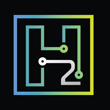 Hydrogen H2 logo vector