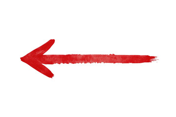Obraz premium Thin hand painted red arrow pointing left