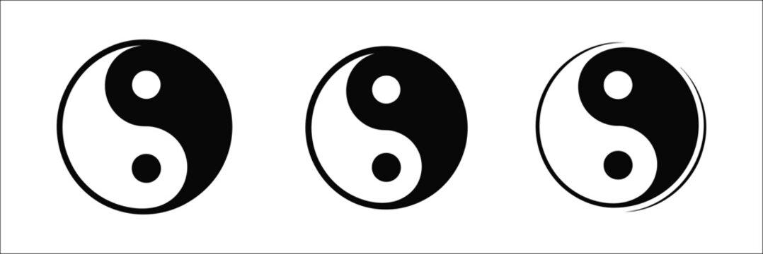 Yin and yang symbols in black and white representing balance, harmony, duality, spirituality, and traditional philosophy