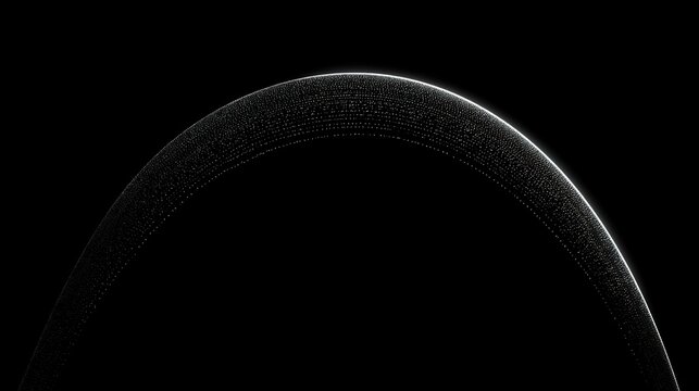 parabolic. Sleek glowing white parabolic trajectory of dots on black background. product launch decks, UI/UX mockups, designed for product launches and innovation pitches, highlights innovation.