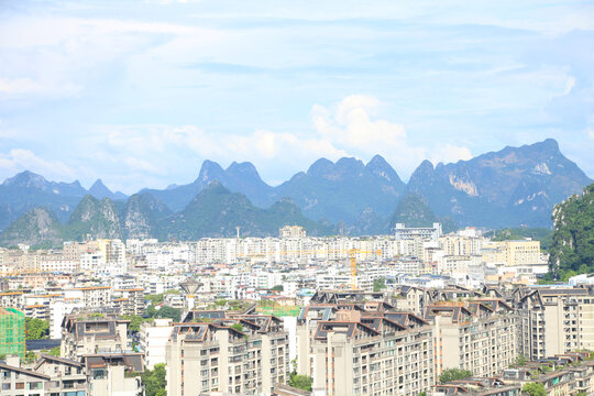 Bird&rsquo;s Eye View of Guilin from Diecai Hill, China
