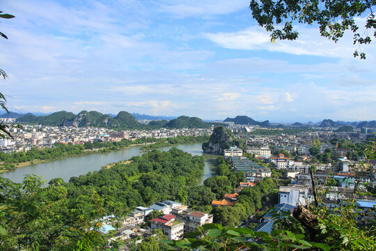 Bird&rsquo;s Eye View of Guilin from Diecai Hill, China