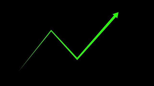 Business arrow graph going up volatile market graph. Zigzag business growth graph with arrow moving upward direction.