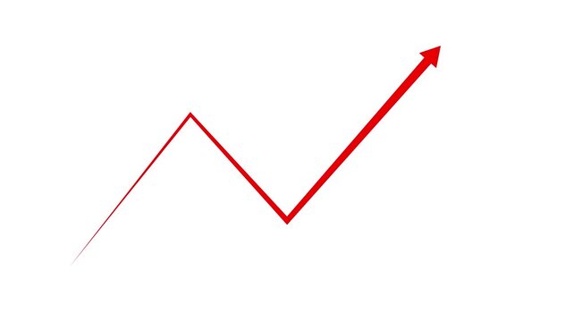 Business arrow graph going up volatile market graph. Zigzag business growth graph with arrow moving upward direction.