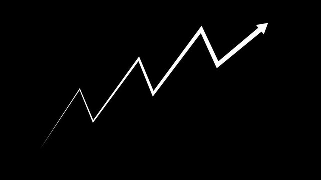 Arrow rising up concept of stock market business growth, increasing financial profit, business grow up trend sign. Business growth upward arrow on transparent background.