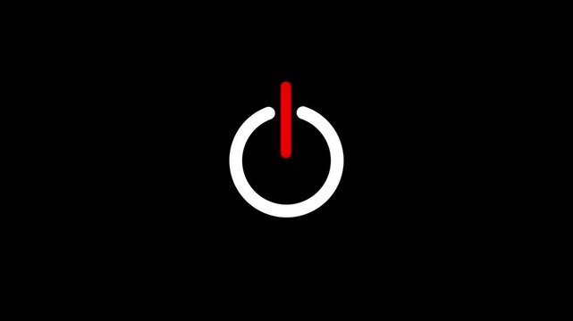 Power button icon isolated for start or shut down control minimalist style. start turn on off button animation