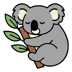 Obraz premium Cute koala sleeping peacefully vector icon isolated .... Generative AI