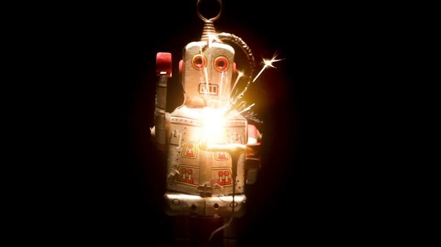 The number two with a retro robot 