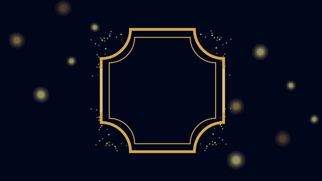 Elegant golden frame with sparkling particles on a dark background, perfect for luxury events and celebrations.