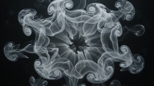 abstract white ink bursting blooming in water smoke sphere explosion motion black background loop