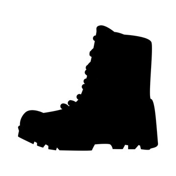 Heavy duty work boot or hiking shoe silhouette isolated on white background