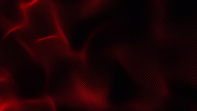 Abstract red glowing particle wave motion background digital technology concept dynamic waves flowing seamlessly
