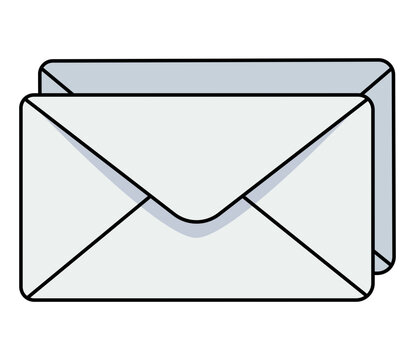 White and gray overlapping envelope mail icon illustration