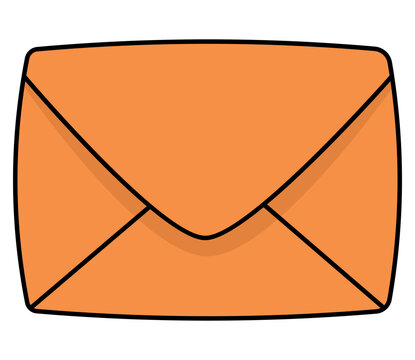 Orange closed envelope with shadow mail icon illustration