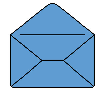 Blue closed envelope back view mail icon illustration