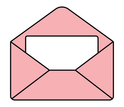 Open pink envelope with blank card icon illustration