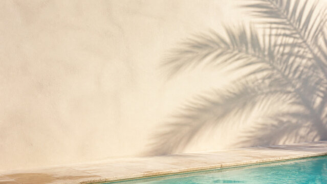 Sunlit Poolside Wall Background for Luxury Travel Advertising