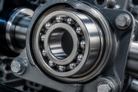 Ball bearing assembly mounted on shaft in mechanical housing