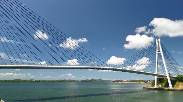 Barelang Bridge Static View on Sunny Day, Batam Island, Indonesia - 4K