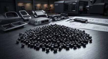 Fototapeta premium Elegant Matte Recycled Pellets Symbolizing Sustainable Automotive Manufacturing