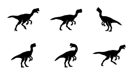 Fototapeta premium Dinosaur Silhouettes, Prehistoric Reptile Icons, Jurassic Era Vector Graphics, Ancient Wildlife Set