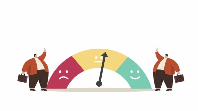 Dynamic Business Satisfaction Meter Animation with Fluctuating Performance Indicator