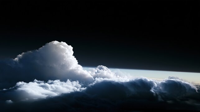 drift. Soft white clouds floating in dark space, minimalist celestial scene. event programs, museum guides, designed for cultural heritage projects and event programs, elevates cultural identity.