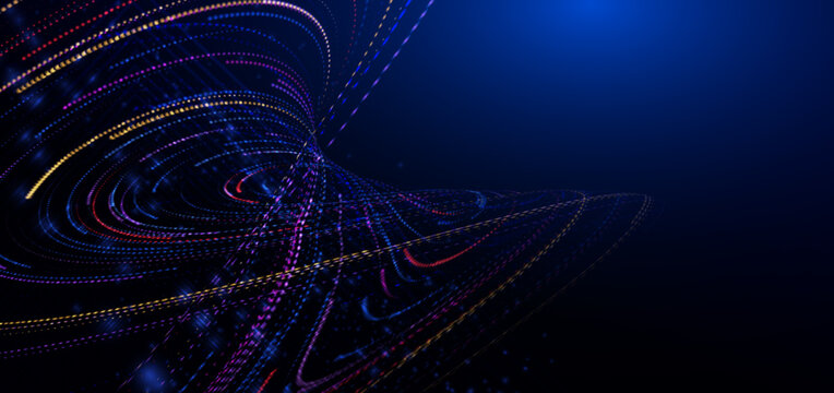 Futuristic abstract technology background featuring luminous circular waves.