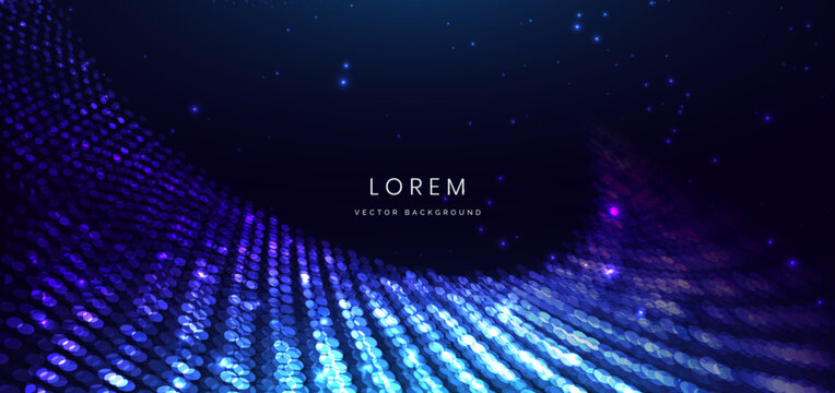 Technology futuristic digital dot glowing on dark blue background.