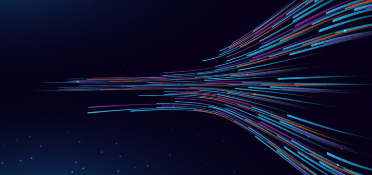 Abstract Colorful Digital Light Trails with Futuristic Motion and Technology Background.