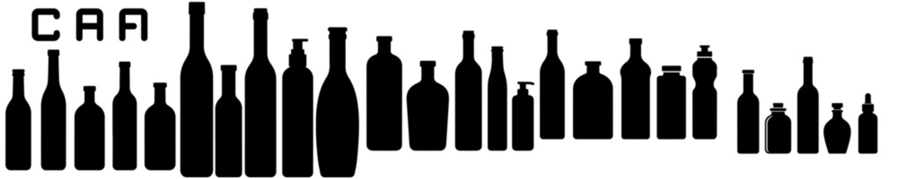 Silhouette of Various Bottles in a Row with CAA Text