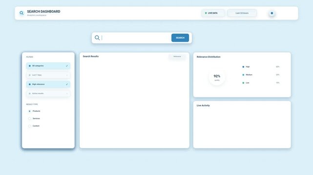 Modern Business Search Analytics Dashboard Interface Animation