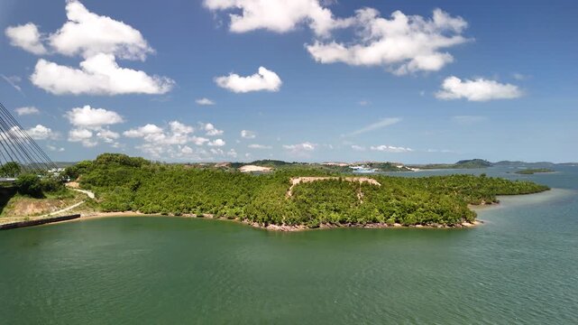 Island Vista from Barelang Bridge, Batam, Lush Greenery, 4K Stock Footage