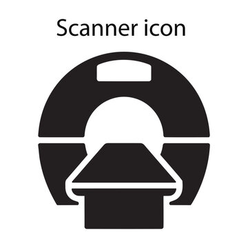 Front view CT scanner MRI medical machine icon vector illustration on white background