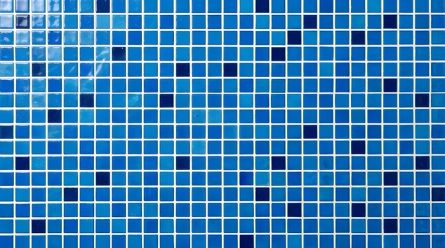 Seamless pattern of vivid blue square ceramic tiles arranged in a uniform grid, perfect as a versatile texture or backdrop for design projects