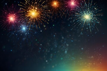 Fototapeta premium Abstract Firework Background with Glowing Celebration Bursts and Spacious Copy Space for Text