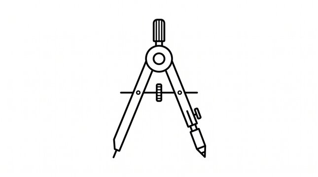 Professional Drafting Compass Icon for Engineering, Mathematics, Geometry, and Technical Drawing Projects - Minimalist Black Line Art Design