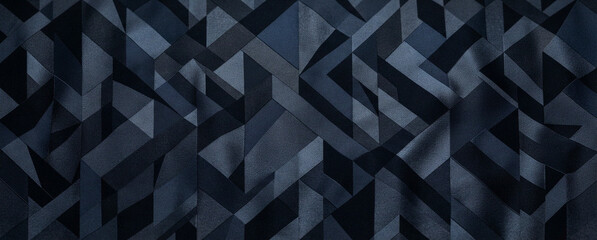 Fototapeta premium Dark navy blue geometric pattern featuring abstract low poly textured shapes, sharp angles, and modern polygonal triangular surfaces creating a futuristic, sleek design aesthetic