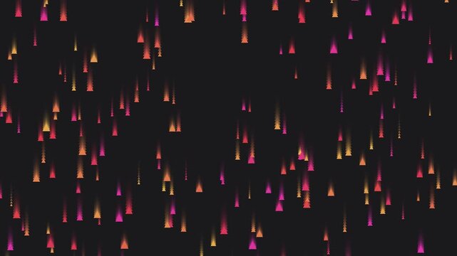 Abstract motion graphics video featuring vertical glowing with gradient lines falling on a dark background