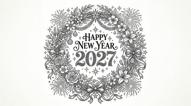 A happy new year 2023 textured illustration featuring a rough scribbled effect that looks like a festive celebratory background for holiday greetings and