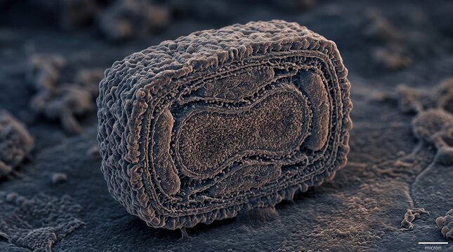 Microscopic Scanning Electron Micrograph of a Poxvirus Particle