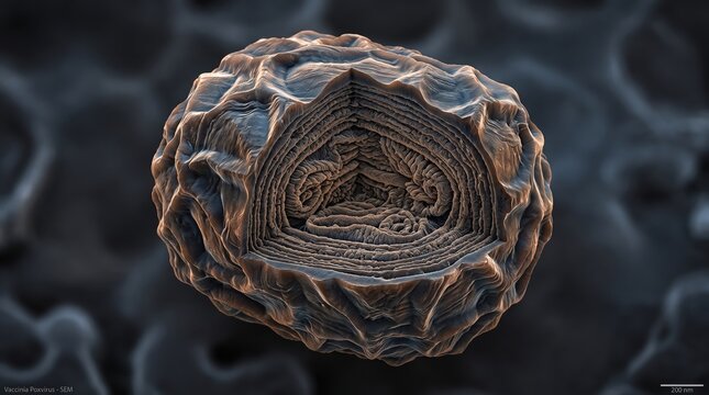 Microscopic Cross-Section of Vaccinia Poxvirus Highlighting Internal Structure