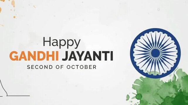 Gandhi Jayanti Greeting with Gandhi Portrait and Indian Tricolor