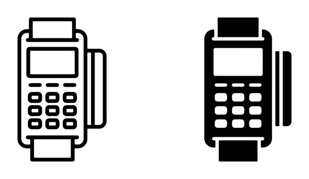 Payment Terminal Icons, Credit Card Machine Symbols, POS Device Graphics, Financial Transaction Vector Set